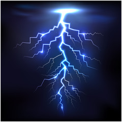 Lightning of blue with a black background