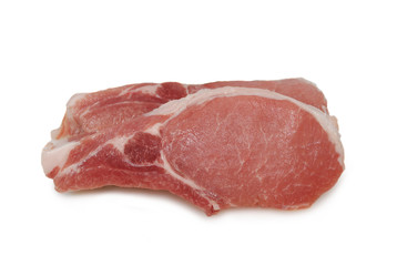 Fresh raw meat. Juicy Rib eye steak isolated on a white background