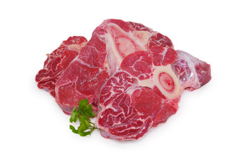 Fresh raw meat. Gammon steak slices isolated on a white background