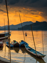 Tour boats in Mekong river, Luang Prabang, Laos