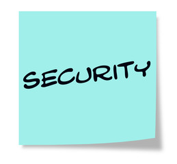 Security written on a blue sticky note