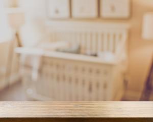 Fototapeta na wymiar Blurred Baby Crib with Retro Instagram Style Filter