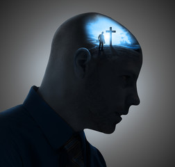 Obraz premium A man thinking about the cross and Jesus