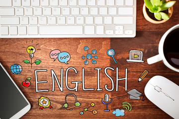 English concept with workstation