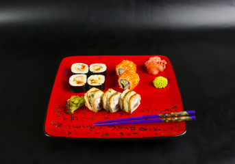 still life - set the rolls on a red plate