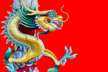colorful dragon on the red backgrounds chinese happy new year