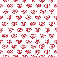 Love seamless pattern romantic doodle hearts unique