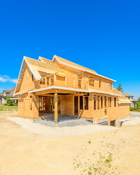 A New Home Under Construction In Vancouver, Canada.