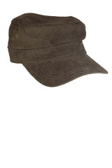 Brown corduroy cap isolated on white