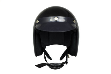 Fototapeta premium Black motorbike classic helmet isolated on white