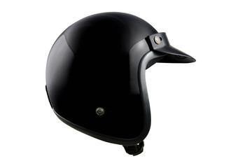 Black motorbike classic helmet isolated on white