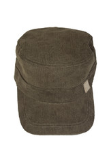 Brown corduroy cap isolated on white