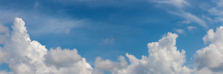 Vibrant color panoramic sky with cloud on a sunny day.