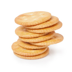 Biscuits - A stack of delicious wheat round biscuits  isolated on white background