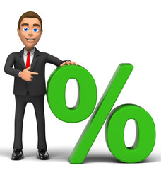 Businessman and percent on white background