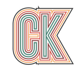 CK Initial Retro Logo company Outline. vector identity