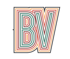 BV Initial Retro Logo company Outline. vector identity