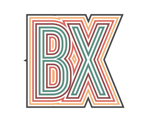 BX Initial Retro Logo company Outline. vector identity