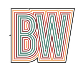 BW Initial Retro Logo company Outline. vector identity