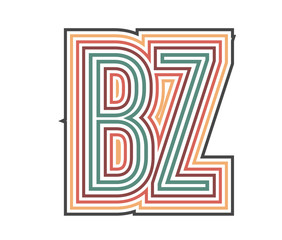 BZ Initial Retro Logo company Outline. vector identity