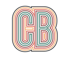 CB Initial Retro Logo company Outline. vector identity