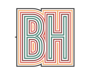 BH Initial Retro Logo company Outline. vector identity
