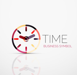 Vector abstract logo idea, time concept or clock business icon. Creative logotype design template