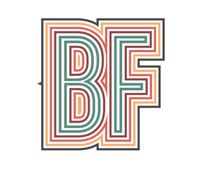 BF Initial Retro Logo company Outline. vector identity