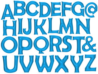 Blue alphabet foil balloon set with clipping path