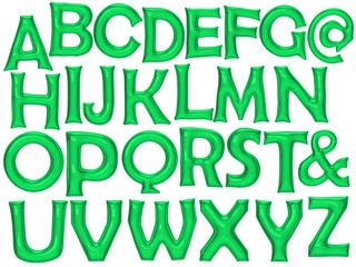 Green alphabet foil balloon set with clipping path