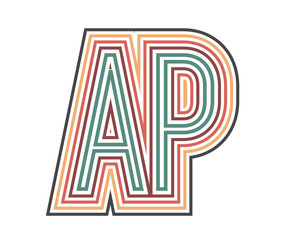 AP Initial Retro Logo company Outline. vector identity