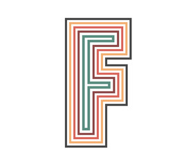 F Initial Retro Logo company Outline. vector identity