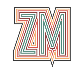 ZM Initial Retro Logo company Outline. vector identity