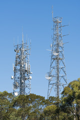 Antenna tower on top of a hill