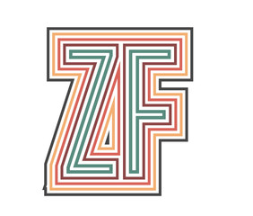 ZF Initial Retro Logo company Outline. vector identity