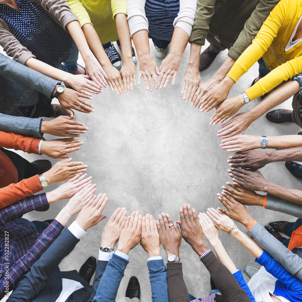 Poster arms hands circle team unity variation group diverse concept