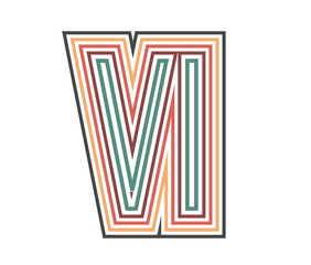 VI Initial Retro Logo company Outline. vector identity