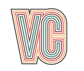 VC, Initial Retro Logo company Outline. vector identity