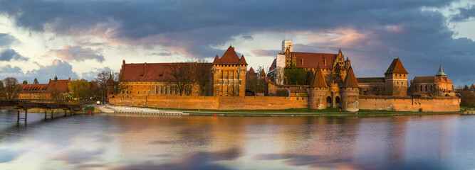 Panorama of Teutonic Castle in Malbork (Marienburg) in Pomerania (Poland)