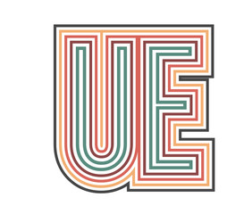 UE Initial Retro Logo company Outline. vector identity