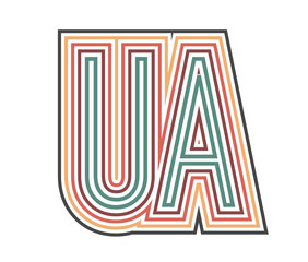 UA Initial Retro Logo company Outline. vector identity
