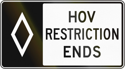 Naklejka premium United States MUTCD regulatory road sign - High occupancy vehicle lane ends