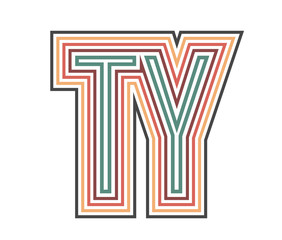 TY Initial Retro Logo company Outline. vector identity