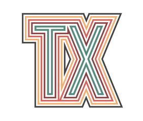 TX Initial Retro Logo company Outline. vector identity