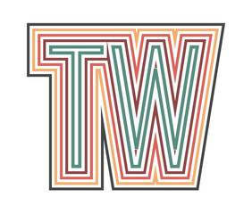 TW Initial Retro Logo company Outline. vector identity