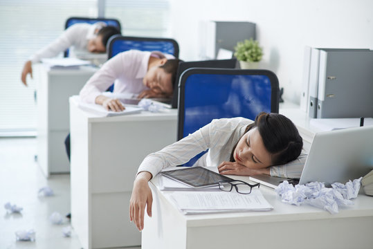 Tired office workers