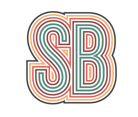 Fototapeta na wymiar SB Initial Retro Logo company Outline. vector identity