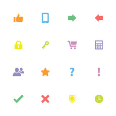colorful simple flat icon set 2 - for web design, user interface (ui), infographic and mobile application