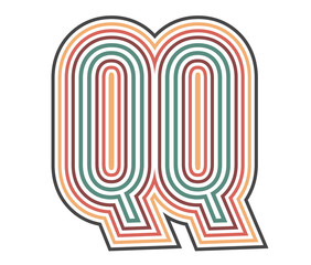 QQ Initial Retro Logo company Outline. vector identity