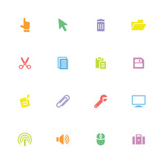 colorful simple flat icon set 3 - for web design, user interface (ui), infographic and mobile application